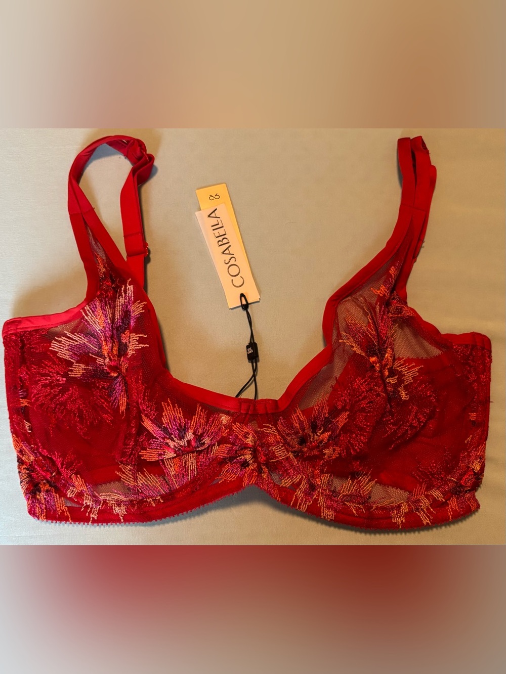 Cosabella Red Floral Embroidered Unlined Bra